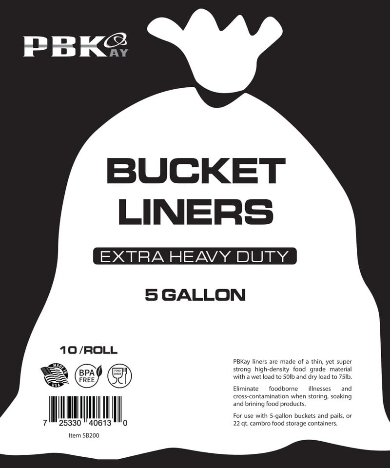 PBKay 5 Gallon Bucket Liner Bags for Marinating and Brining, Food Grade, BPA Free, Extra Heavy Duty Leak Proof (10 pack) - Image 3